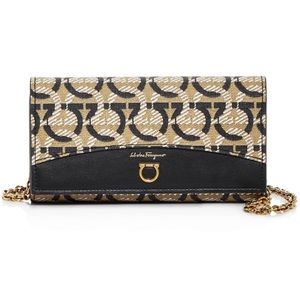 Salvatore FERRAGAMO Gancini Wallet Crossbody Bag Sand Calf XL NWT